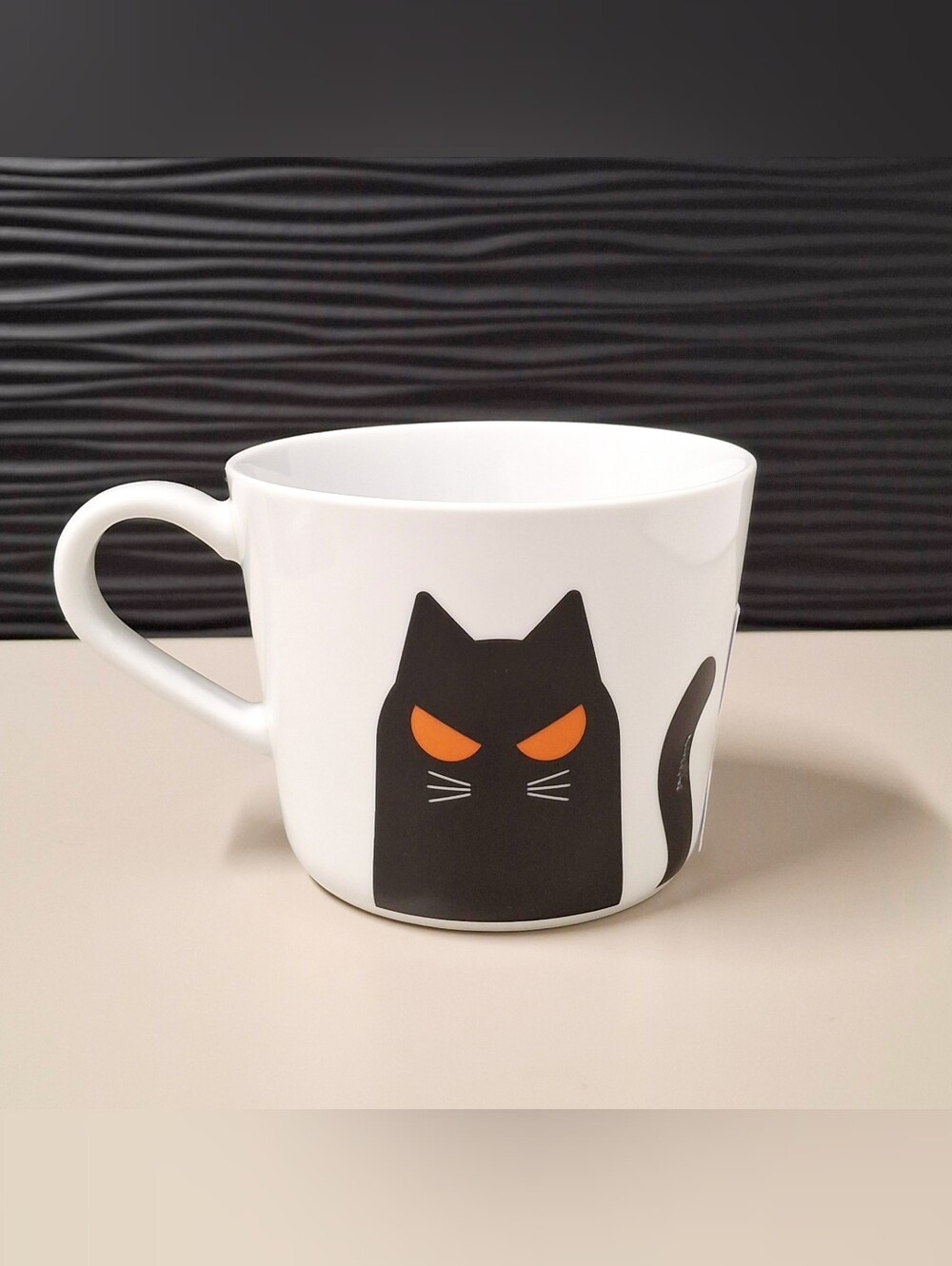 IKEA KUSTFYR Coffee Mug Cat Pattern, White/Black, Halloween, 12 oz, New
